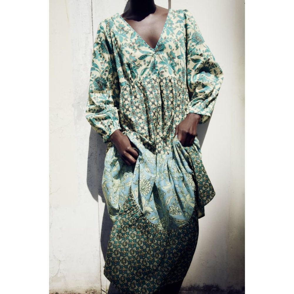 NWT ZARA BOHO PATCHWORK PRINT DRESS - Picture 8 of 13